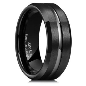 Men's 8mm Black Tungsten Wedding Band Ring