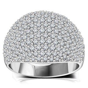 Bold Silver Dome Statement Ring with Zirconia