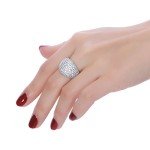 Bold Silver Dome Statement Ring with Zirconia
