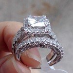 Wuziwen 4Ct Sterling Silver Engagement Ring Set
