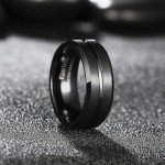 Men's 8mm Black Tungsten Wedding Band Ring