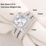 Wuziwen 4Ct Sterling Silver Engagement Ring Set