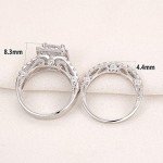 Wuziwen 4Ct Sterling Silver Engagement Ring Set