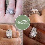 Wuziwen 4Ct Sterling Silver Engagement Ring Set