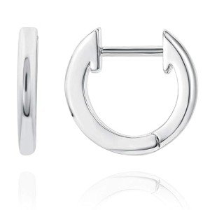 14K White Gold Plated Huggie Hoop Earrings