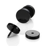 Black Stainless Steel Stud Earrings - 6 Pairs