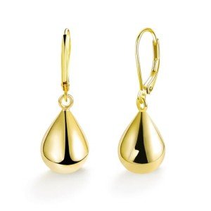 14K Gold Teardrop Dangle Earrings for Women