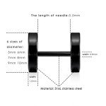 Black Stainless Steel Stud Earrings - 6 Pairs