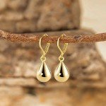 14K Gold Teardrop Dangle Earrings for Women