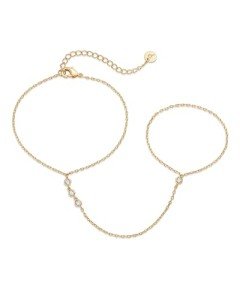 Dainty 14K Gold Plated Hand Chain Bracelet