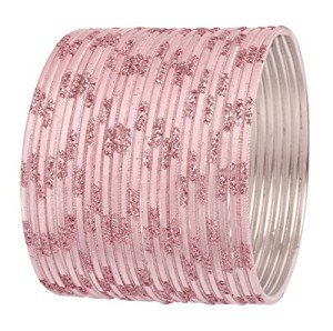 Trendy Blush Pink Rhinestone Bangles Set for Women