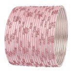 Trendy Blush Pink Rhinestone Bangles Set for Women