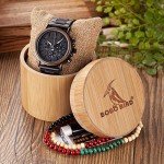 Elegant Men's Wooden and Stainless Steel Watch
