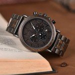 Elegant Men's Wooden and Stainless Steel Watch