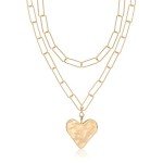 Gold Layered Paper Clip Chain Heart Pendant Necklace