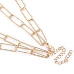 Gold Layered Paper Clip Chain Heart Pendant Necklace
