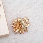 Hot Pink Gold Tone Crystal Flower Cocktail Ring