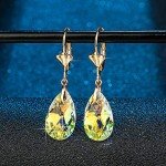 Aurora Borealis Crystal Teardrop Dangle Earrings
