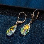 Aurora Borealis Crystal Teardrop Dangle Earrings