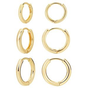 14K Gold Plated Minimalist Huggie Hoop Earrings