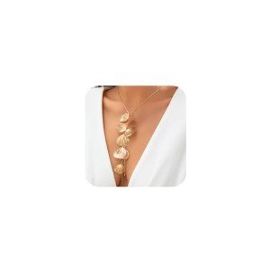 Gold Flower Leaf Y Necklace for Women