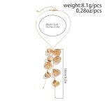 Gold Flower Leaf Y Necklace for Women