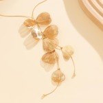 Gold Flower Leaf Y Necklace for Women