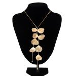 Gold Flower Leaf Y Necklace for Women