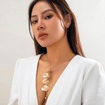 Gold Flower Leaf Y Necklace for Women