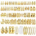 42 Pairs Gold Hoop Earrings Set for Women