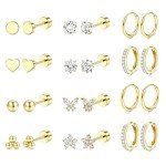 Hypoallergenic Surgical Steel Flat Back Earrings Set