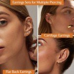 Hypoallergenic Surgical Steel Flat Back Earrings Set