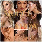 42 Pairs Gold Hoop Earrings Set for Women