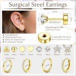 Hypoallergenic Surgical Steel Flat Back Earrings Set