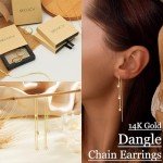 Trendy Gold Dangle Earrings with Zirconia for Women
