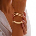 Gold Chunky Bangle Bracelets Set for Women