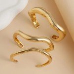 Gold Chunky Bangle Bracelets Set for Women