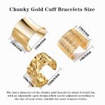 Gold Chunky Cuff Bracelets Set for Women