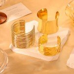 Gold Chunky Cuff Bracelets Set for Women
