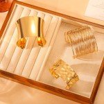 Gold Chunky Cuff Bracelets Set for Women