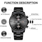 Men's Waterproof Grey Chronograph Quartz Watch