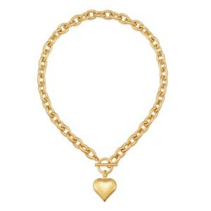 Gold Chunky Heart Pendant Necklace for Women