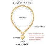 Gold Chunky Heart Pendant Necklace for Women