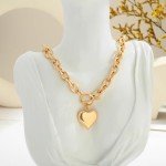 Gold Chunky Heart Pendant Necklace for Women