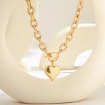 Gold Chunky Heart Pendant Necklace for Women
