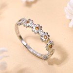 Gold Plated Daisy Flower Sterling Silver Ring