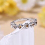 Gold Plated Daisy Flower Sterling Silver Ring