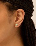 Hexagon Green Fluorite Gemstone Stud Earrings