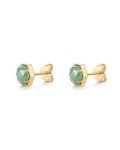 Hexagon Green Fluorite Gemstone Stud Earrings
