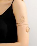 Gold Adjustable Arm Cuff Bracelet Set for Women